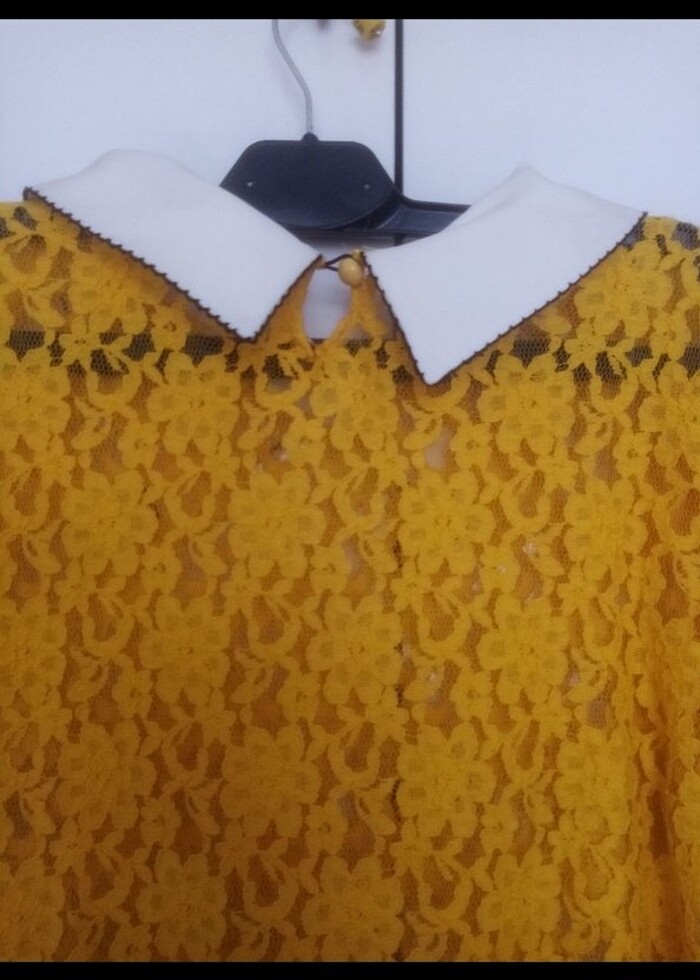 Bebe yaka dantel detaylı bluz  - Görsel 5