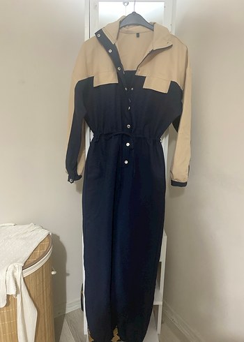 Lacivert  Bel Detaylı tulum - Görsel 5