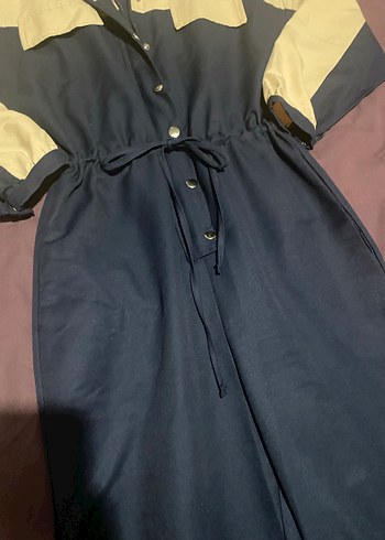 Lacivert  Bel Detaylı tulum - Görsel 4