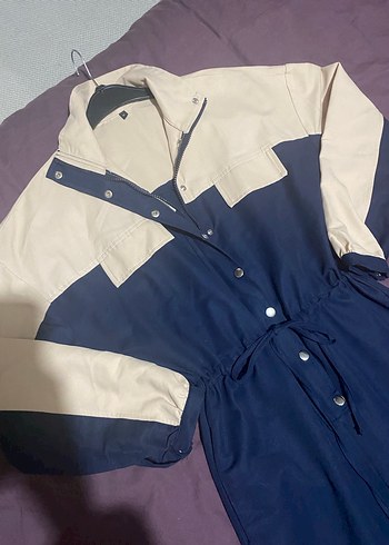 Lacivert  Bel Detaylı tulum - Görsel 3