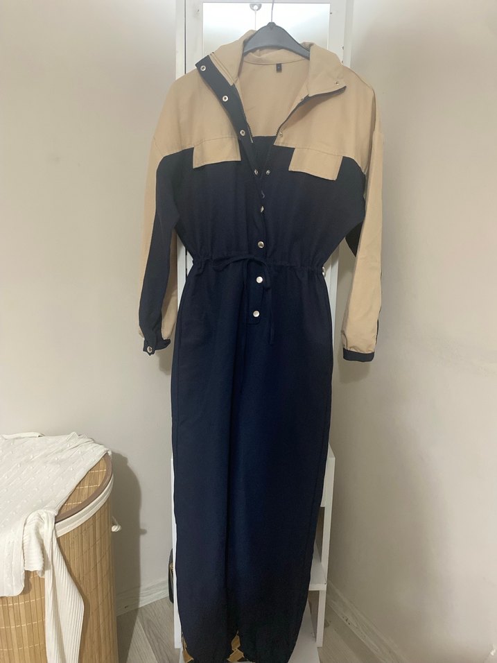 Lacivert  Bel Detaylı tulum - Görsel 5