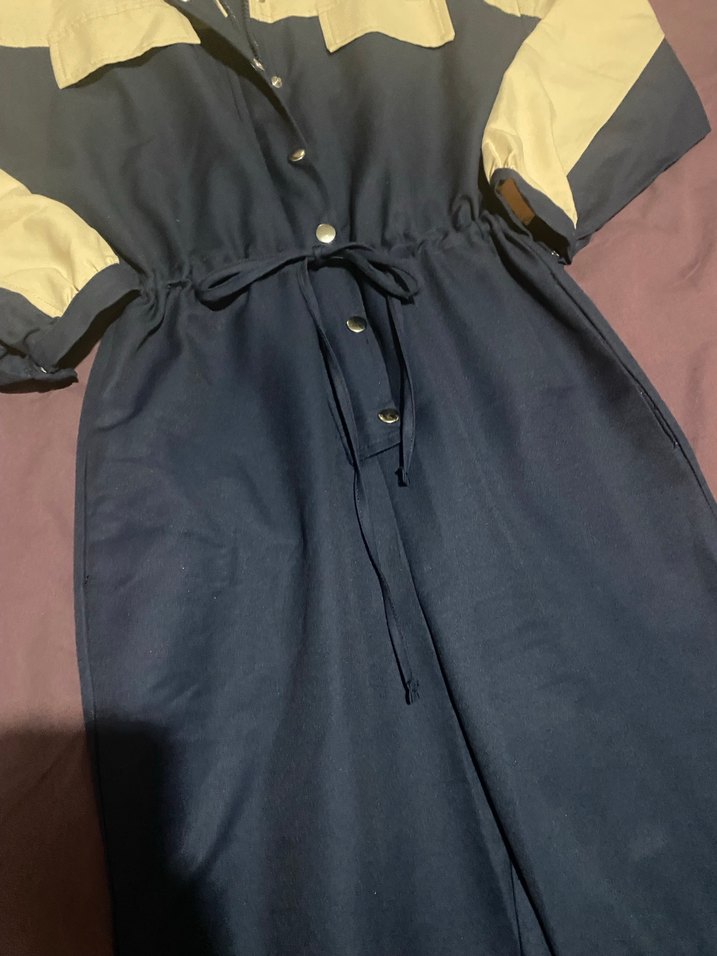 Lacivert  Bel Detaylı tulum - Görsel 4