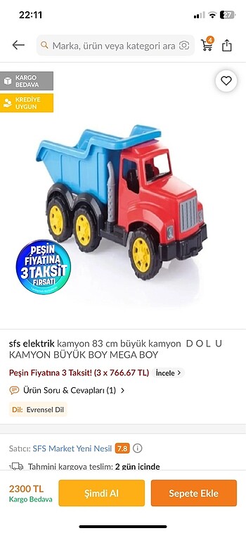 Büyük çocuk kamyon