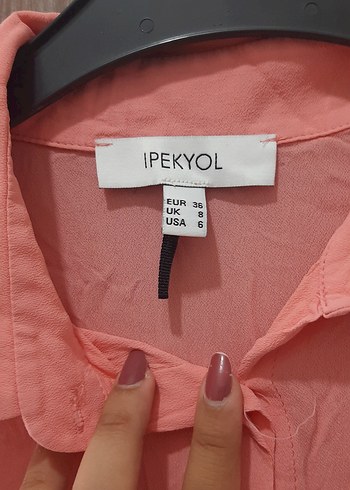 Pembe Uzun Kollu Keten Kadın Gömlek - Görsel 5