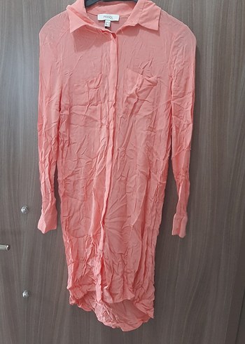 Pembe Uzun Kollu Keten Kadın Gömlek - Görsel 2