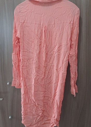 Pembe Uzun Kollu Keten Kadın Gömlek - Görsel 4