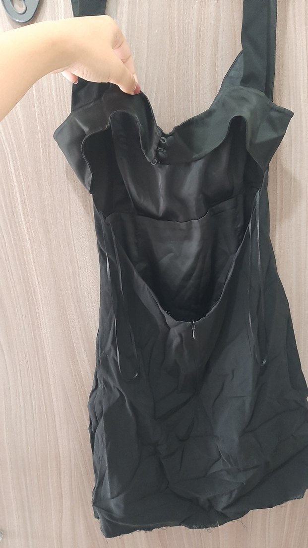 Siyah V Yakalı Midi Kadın Abiye Elbise - Görsel 2