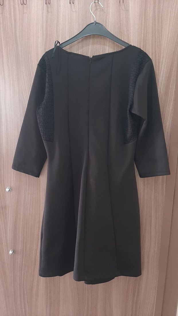 siyah Uzun Kollu Piliseli Kadın Elbise - Görsel 2