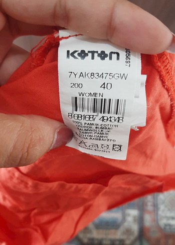 Kırmızı V Yaka Keten Bluz - Görsel 5