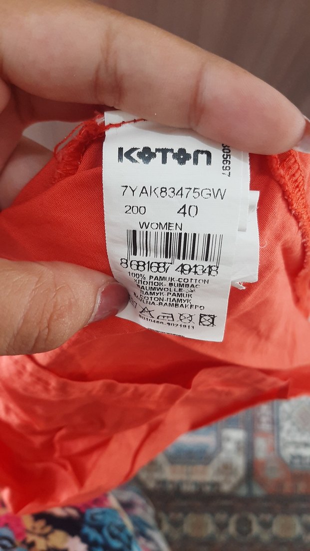 Kırmızı V Yaka Keten Bluz - Görsel 5