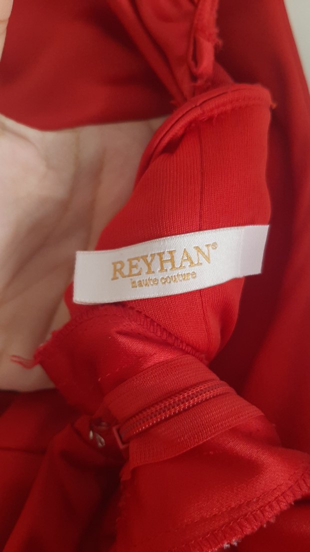 Drapeli Kırmızı V Yaka Midi Elbise - Görsel 4