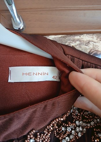 42 Beden kahverengi Renk Tesettür söz, nişan elbisesi