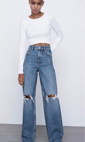 BERSHKA WİDE LEG dizi yırtık JEAN