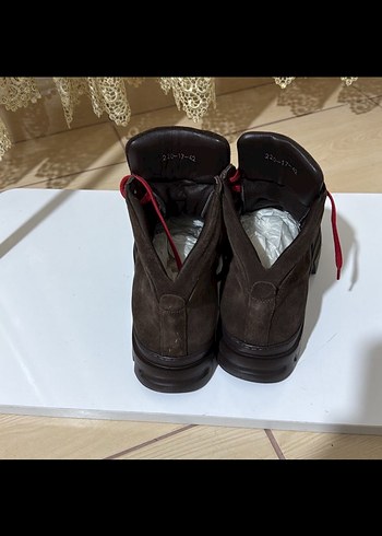 Kahverengi Süet Blok Topuklu erkek Bot - Görsel 5