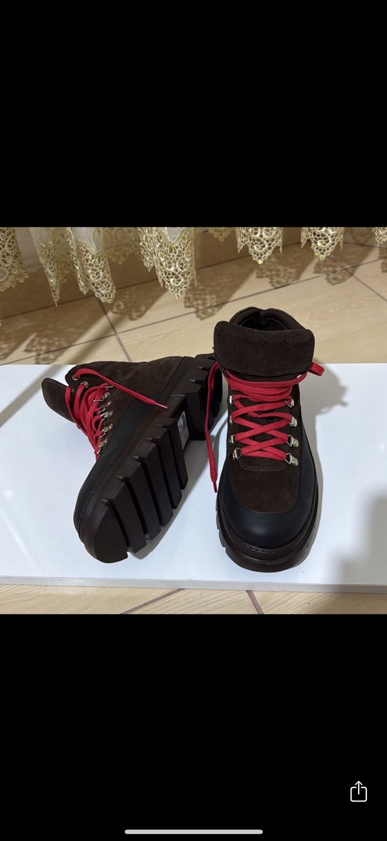 Kahverengi Süet Blok Topuklu erkek Bot - Görsel 4