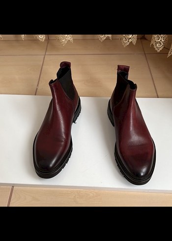 GEORGE HOGG Bordo Erkek Deri Chelsea Bot - Görsel 4
