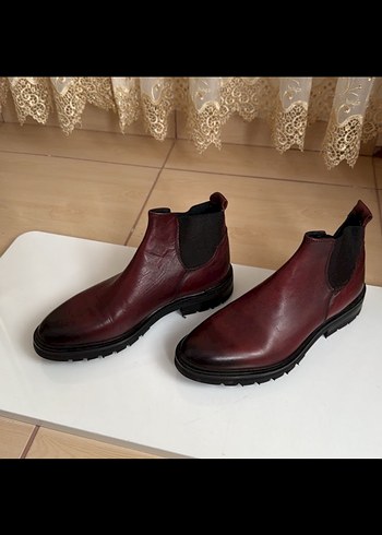 GEORGE HOGG Bordo Erkek Deri Chelsea Bot - Görsel 3