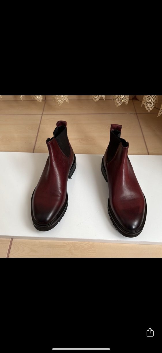 GEORGE HOGG Bordo Erkek Deri Chelsea Bot - Görsel 4