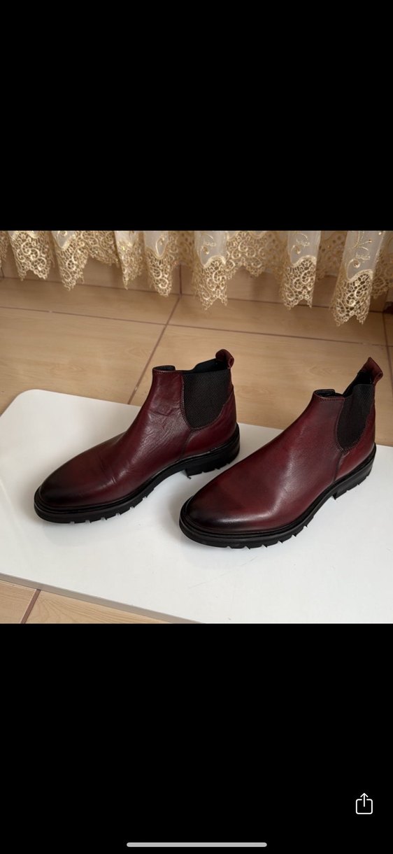 GEORGE HOGG Bordo Erkek Deri Chelsea Bot - Görsel 3