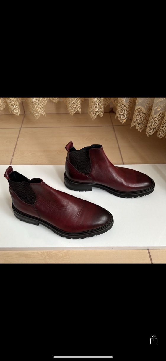 GEORGE HOGG Bordo Erkek Deri Chelsea Bot - Görsel 2