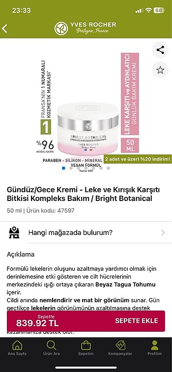 Yves Rocher Leke Kremi
