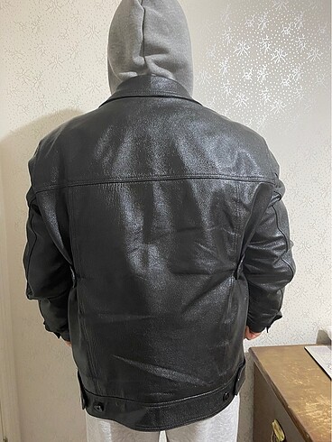 l/xl Beden siyah Renk John Varvatos deri ceket