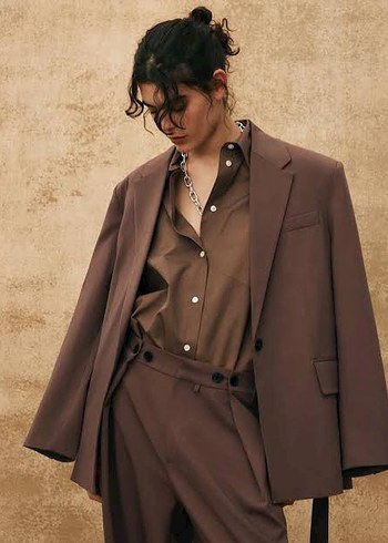 Zara Bedenleri var.Kahverengi Kadın Blazer Ceket