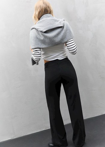 Gri Uzun Kollu Pamuklu Hamile Pantolonu - Görsel 3