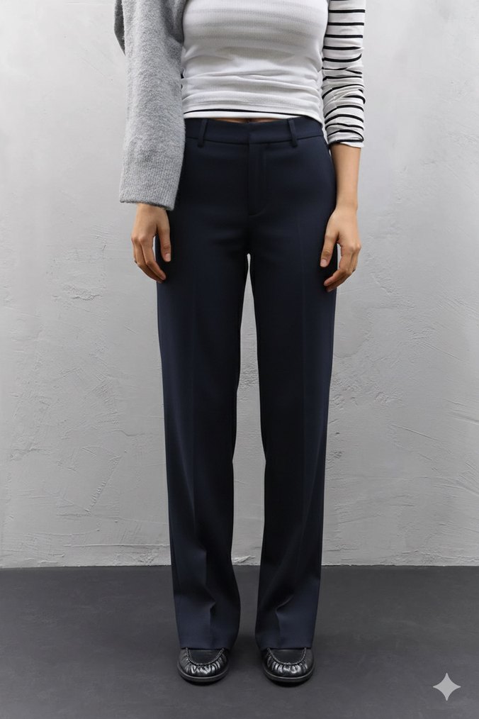 Gri Uzun Kollu Pamuklu Hamile Pantolonu - Görsel 4