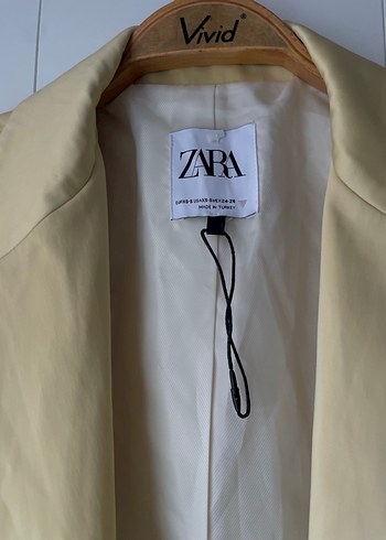 2 adet(pembe ve sarı)Sarı Düğmeli Kadın saten Blazer Ceket - Görsel 2