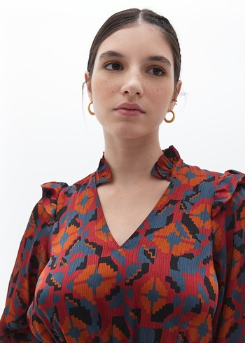 oxxo&Uzun Kol Detaylı Çok Renkli Kadın Elbise - Görsel 5