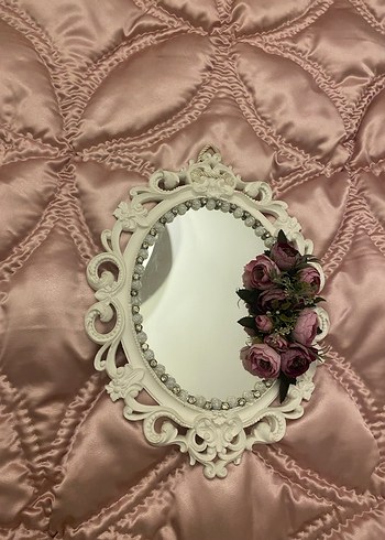 Beyaz Çiçekli Dekoratif Ayna - Görsel 4