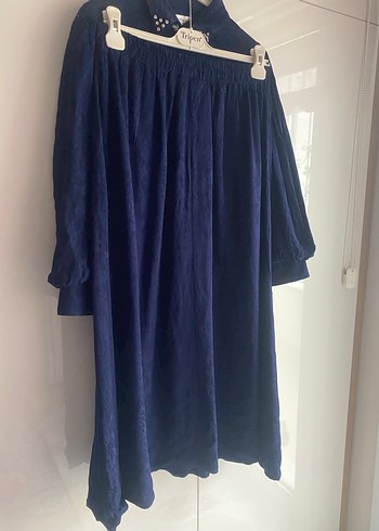 Mavi Süet Düğmeli Uzun Kollu Kadın Gömlek - Görsel 2