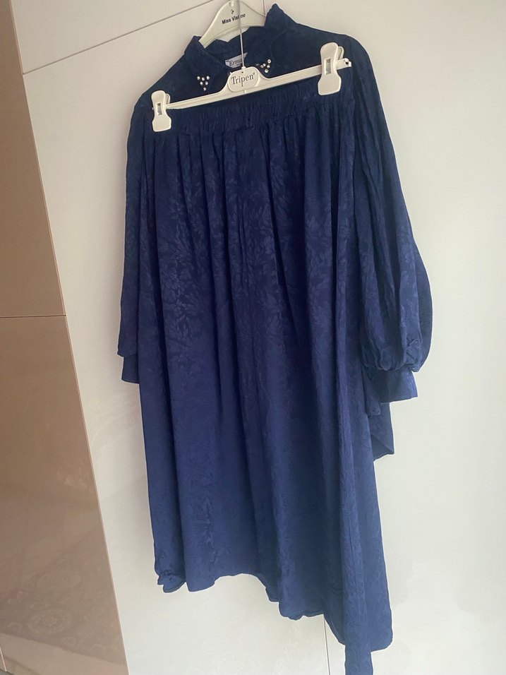 Mavi Süet Düğmeli Uzun Kollu Kadın Gömlek - Görsel 4