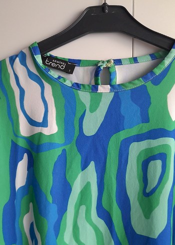 armine Turkuaz Renkli Bağcıklı Uzun Kadın Elbise - Görsel 6