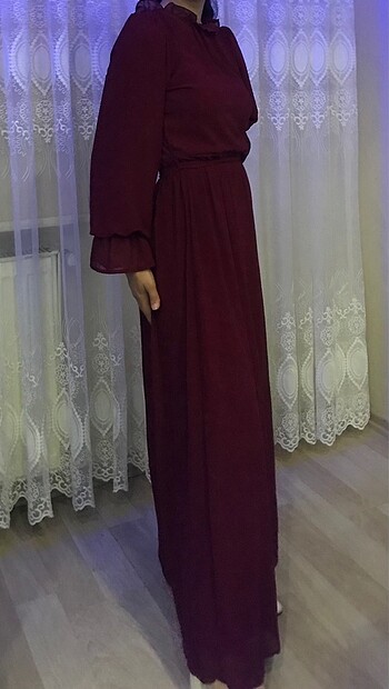 m Beden bordo Renk Bordo klasik elbise