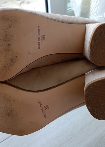 38 Beden Bej Süet Stiletto Topuklu Kadın Ayakkabı