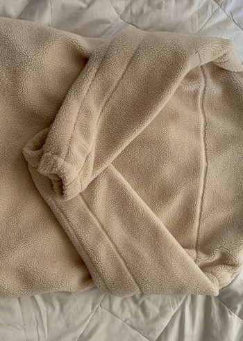 Bej Peluş Kadın Ceket Yüksek Yakalı - Görsel 3