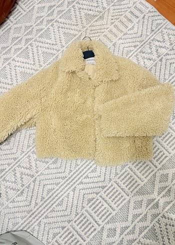 Kadın Bej Suni Kürk Mont - Görsel 2