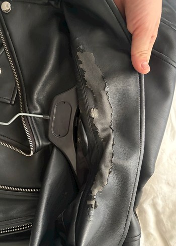 Kadın Siyah Deri Biker Ceket - Görsel 3