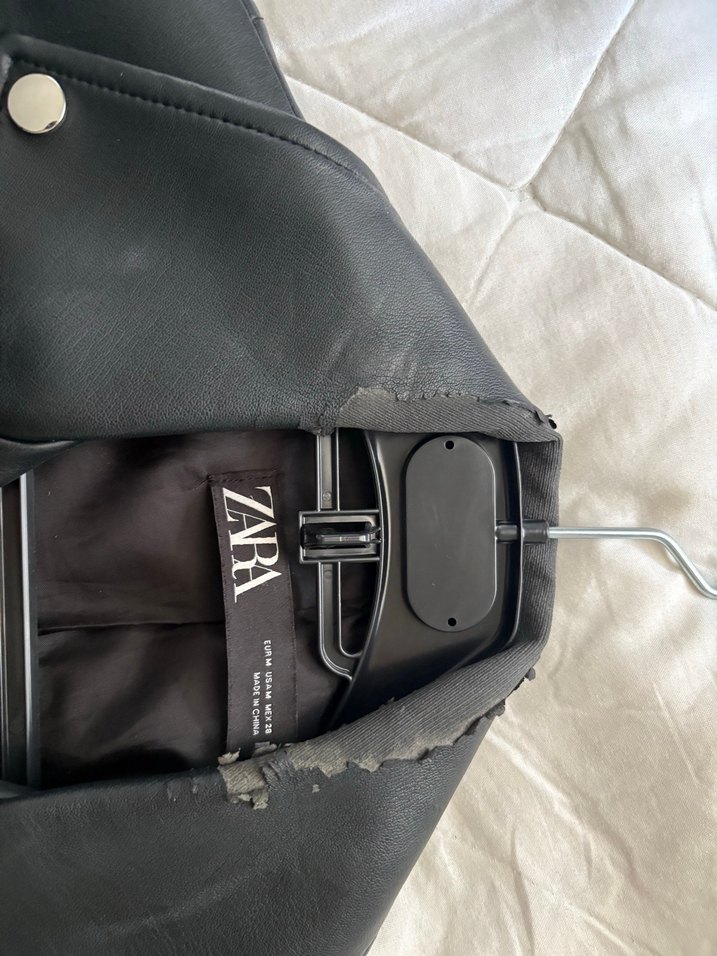 Kadın Siyah Deri Biker Ceket - Görsel 2