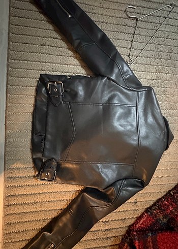 Siyah Deri Biker Ceket - Görsel 3