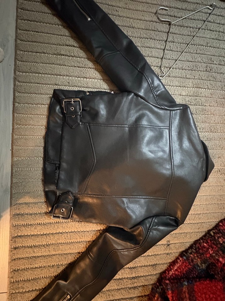 Siyah Deri Biker Ceket - Görsel 3