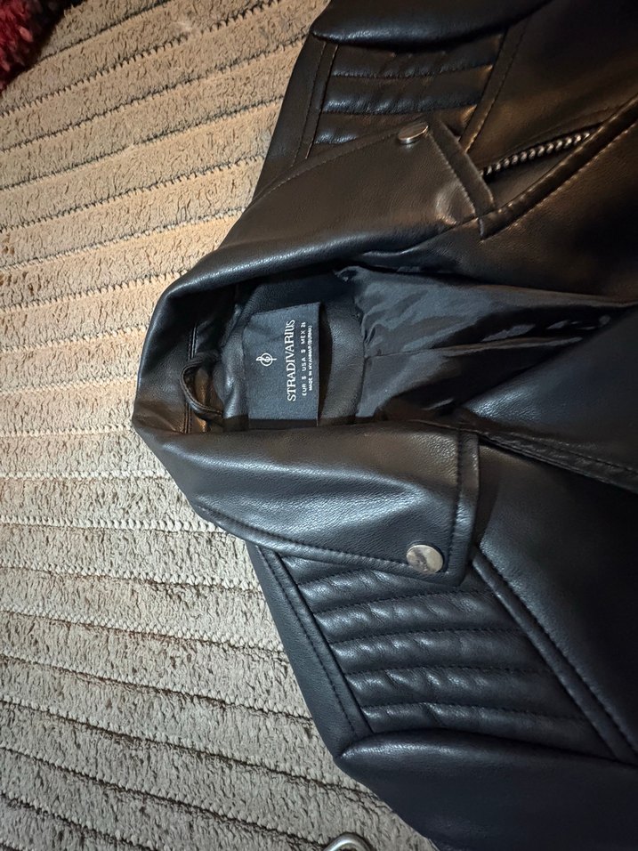 Siyah Deri Biker Ceket - Görsel 2