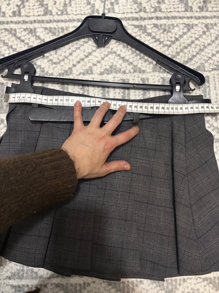 Kemerli pileli Mini Etek - Görsel 3