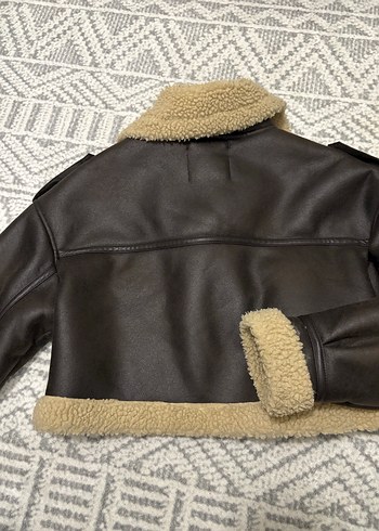 Kahverengi Kürklü Deri Biker Ceket - Görsel 2