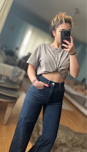 xs Beden Yüksek Bel Wide Leg Pantolon
