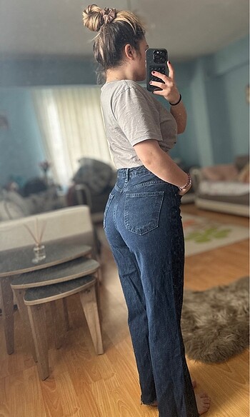 xs Beden lacivert Renk Yüksek Bel Wide Leg Pantolon