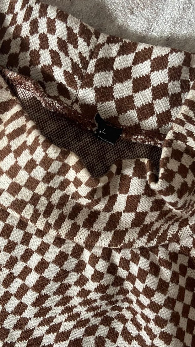 Kahverengi Kareli Balıkçı Yaka Triko Bluz - Görsel 3