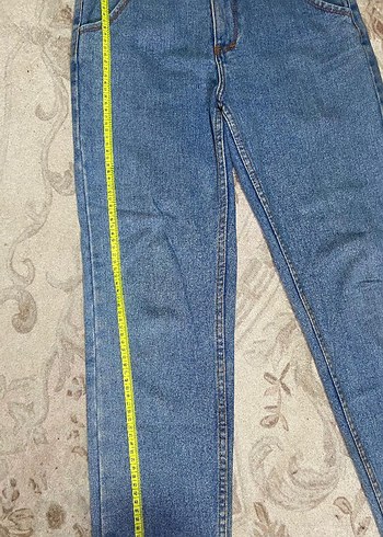 Düğmeli Mavi Kadın Denim Pantolon - Görsel 3